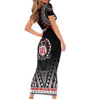 Personalised Samoa Black Saturday Short Sleeve Bodycon Dress Samoa For Samoans LT05 - Polynesian Pride