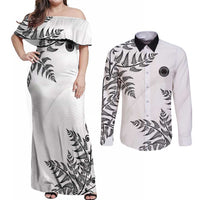 Custom New Zealand Football Couples Matching Off Shoulder Maxi Dress and Long Sleeve Button Shirt Aotearoa Pride - Polynesian Pride