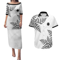 Custom New Zealand Football Couples Matching Puletasi and Hawaiian Shirt Aotearoa Pride LT05 White - Polynesian Pride