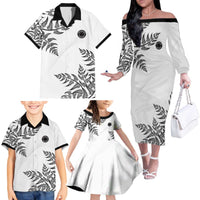Custom New Zealand Football Family Matching Off The Shoulder Long Sleeve Dress and Hawaiian Shirt Aotearoa Pride LT05 - Polynesian Pride