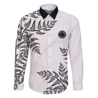 Custom New Zealand Football Family Matching Puletasi and Hawaiian Shirt Aotearoa Pride LT05 Dad's Shirt - Long Sleeve White - Polynesian Pride