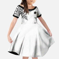 Custom New Zealand Football Family Matching Summer Maxi Dress and Hawaiian Shirt Aotearoa Pride LT05 Daughter's Dress White - Polynesian Pride