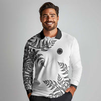 Custom New Zealand Football Long Sleeve Polo Shirt Aotearoa Pride - Polynesian Pride