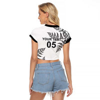 Custom New Zealand Football Raglan Cropped T Shirt Aotearoa Pride LT05 - Polynesian Pride