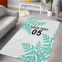 Custom New Zealand Football Area Rug Aotearoa Pride Aqua Version - Polynesian Pride