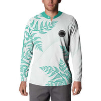Custom New Zealand Football Button Sweatshirt Aotearoa Pride Aqua Version - Polynesian Pride