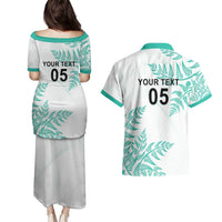 Custom New Zealand Football Couples Matching Puletasi and Hawaiian Shirt Aotearoa Pride Aqua Version - Polynesian Pride