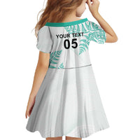 Custom New Zealand Football Family Matching Long Sleeve Bodycon Dress and Hawaiian Shirt Aotearoa Pride Aqua Version - Polynesian Pride