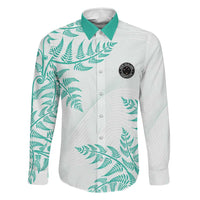 Custom New Zealand Football Family Matching Mermaid Dress and Hawaiian Shirt Aotearoa Pride Aqua Version LT05 Dad's Shirt - Long Sleeve Aqua - Polynesian Pride