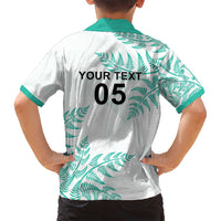 Custom New Zealand Football Family Matching Off Shoulder Short Dress and Hawaiian Shirt Aotearoa Pride Aqua Version - Polynesian Pride