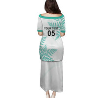 Custom New Zealand Football Family Matching Puletasi and Hawaiian Shirt Aotearoa Pride Aqua Version - Polynesian Pride