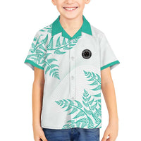 Custom New Zealand Football Family Matching Puletasi and Hawaiian Shirt Aotearoa Pride Aqua Version - Polynesian Pride