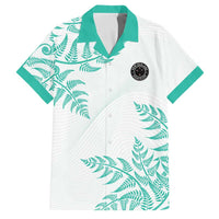 Custom New Zealand Football Family Matching Short Sleeve Bodycon Dress and Hawaiian Shirt Aotearoa Pride Aqua Version LT05 Dad's Shirt - Short Sleeve Aqua - Polynesian Pride