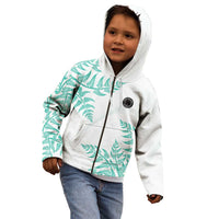 Custom New Zealand Football Kid Hoodie Aotearoa Pride Aqua Version - Polynesian Pride