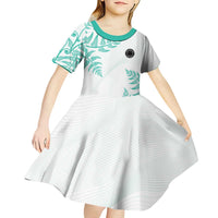 Custom New Zealand Football Kid Short Sleeve Dress Aotearoa Pride Aqua Version - Polynesian Pride