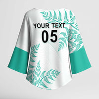 Custom New Zealand Football Kimono Sleeve Blouse Aotearoa Pride Aqua Version - Polynesian Pride