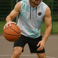 Custom New Zealand Football Sleeveless Hoodie Aotearoa Pride Aqua Version - Polynesian Pride