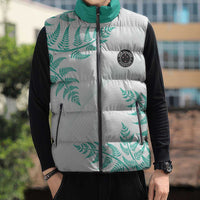 Custom New Zealand Football Sleeveless Puffer Jacket Aotearoa Pride Aqua Version - Polynesian Pride