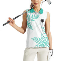 Custom New Zealand Football Women Sleeveless Polo Shirt Aotearoa Pride Aqua Version - Polynesian Pride