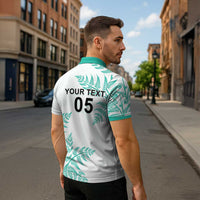 Custom New Zealand Football Zipper Polo Shirt Aotearoa Pride Aqua Version - Polynesian Pride