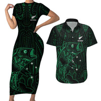 Custom New Zealand Fishing Couples Matching Short Sleeve Bodycon Dress and Hawaiian Shirt Maori Tribal Pattern - Polynesian Pride