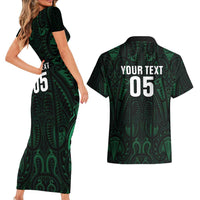 Custom New Zealand Fishing Couples Matching Short Sleeve Bodycon Dress and Hawaiian Shirt Maori Tribal Pattern - Polynesian Pride