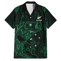 Custom New Zealand Fishing Family Matching Off Shoulder Maxi Dress and Hawaiian Shirt Maori Tribal Pattern LT05 Dad's Shirt - Short Sleeve Black - Polynesian Pride