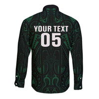 Custom New Zealand Fishing Long Sleeve Button Shirt Maori Tribal Pattern - Polynesian Pride