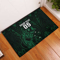 Custom New Zealand Fishing Rubber Doormat Maori Tribal Pattern - Polynesian Pride
