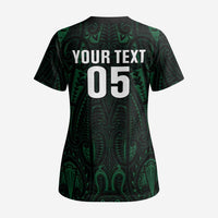 Custom New Zealand Fishing Scrub Top Maori Tribal Pattern - Polynesian Pride