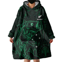 Custom New Zealand Fishing Wearable Blanket Hoodie Maori Tribal Pattern - Polynesian Pride