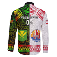 Custom Hawaii And Tahiti Family Matching Long Sleeve Bodycon Dress and Hawaiian Shirt Coat Of Arms Polynesian Pattern LT05 - Polynesian Pride