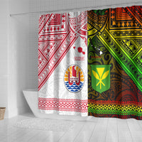 Hawaii And Tahiti Shower Curtain Coat Of Arms Polynesian Pattern LT05 - Polynesian Pride