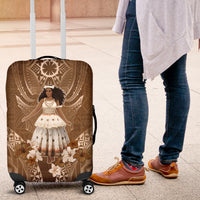 Bula Fiji Women's Day Luggage Cover With Fijian Tapa Pattern LT05 Brown - Polynesian Pride