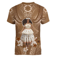 Bula Fiji Women's Day Women V Neck T Shirt With Fijian Tapa Pattern LT05 - Polynesian Pride