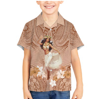 Hawaii Women's Day Family Matching Mermaid Dress and Hawaiian Shirt With Polynesian Pattern LT05 Son's Shirt Brown - Polynesian Pride