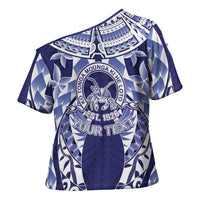Personalised Tonga Queen Salote College Cross Shoulder Shirt Centenary Navy Version LT05 - Polynesian Pride