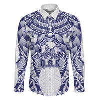 Personalised Tonga Queen Salote College Family Matching Off Shoulder Short Dress and Hawaiian Shirt Centenary White Version LT05 Dad's Shirt - Long Sleeve White - Polynesian Pride