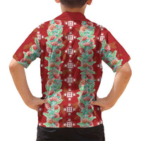 Hawaii Ohia Lehua Family Matching Off Shoulder Maxi Dress and Hawaiian Shirt Tropical Vibes Crimson