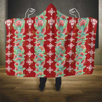 Hawaii Ohia Lehua Hooded Blanket Tropical Vibes Crimson