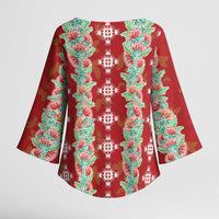 Hawaii Ohia Lehua Kimono Sleeve Blouse Tropical Vibes Crimson