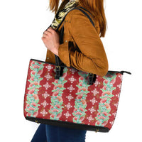 Hawaii Ohia Lehua Leather Tote Bag Tropical Vibes Crimson