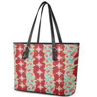 Hawaii Ohia Lehua Leather Tote Bag Tropical Vibes Crimson