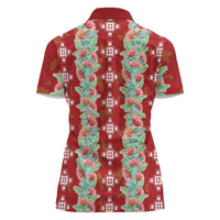 Hawaii Ohia Lehua Women Polo Shirt Tropical Vibes Crimson LT05 - Polynesian Pride