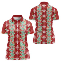 Hawaii Ohia Lehua Women Polo Shirt Tropical Vibes Crimson LT05 - Polynesian Pride
