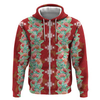 Hawaii Ohia Lehua Zip Hoodie Tropical Vibes Crimson LT05 Zip Hoodie Crimson - Polynesian Pride