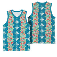 Hawaii Ohia Lehua Basketball Jersey Tropical Vibes Teal