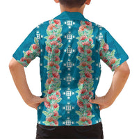 Hawaii Ohia Lehua Family Matching Mermaid Dress and Hawaiian Shirt Tropical Vibes Teal LT05 - Polynesian Pride