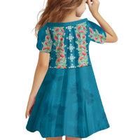 Hawaii Ohia Lehua Family Matching Off Shoulder Short Dress and Hawaiian Shirt Tropical Vibes Teal LT05 - Polynesian Pride