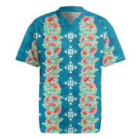 Hawaii Ohia Lehua Rugby Jersey Tropical Vibes Teal